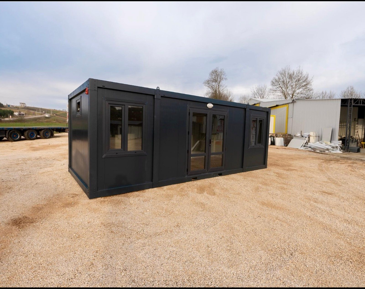 pexus Modularer Container BLACK | 3 x 7 m Luxusbüro mit Glasfassade